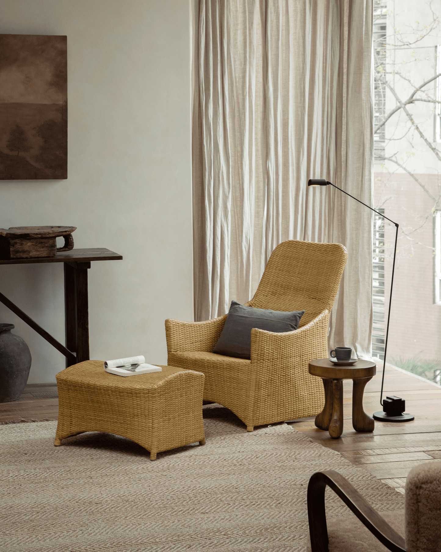 Chaise longue en rotin Slide