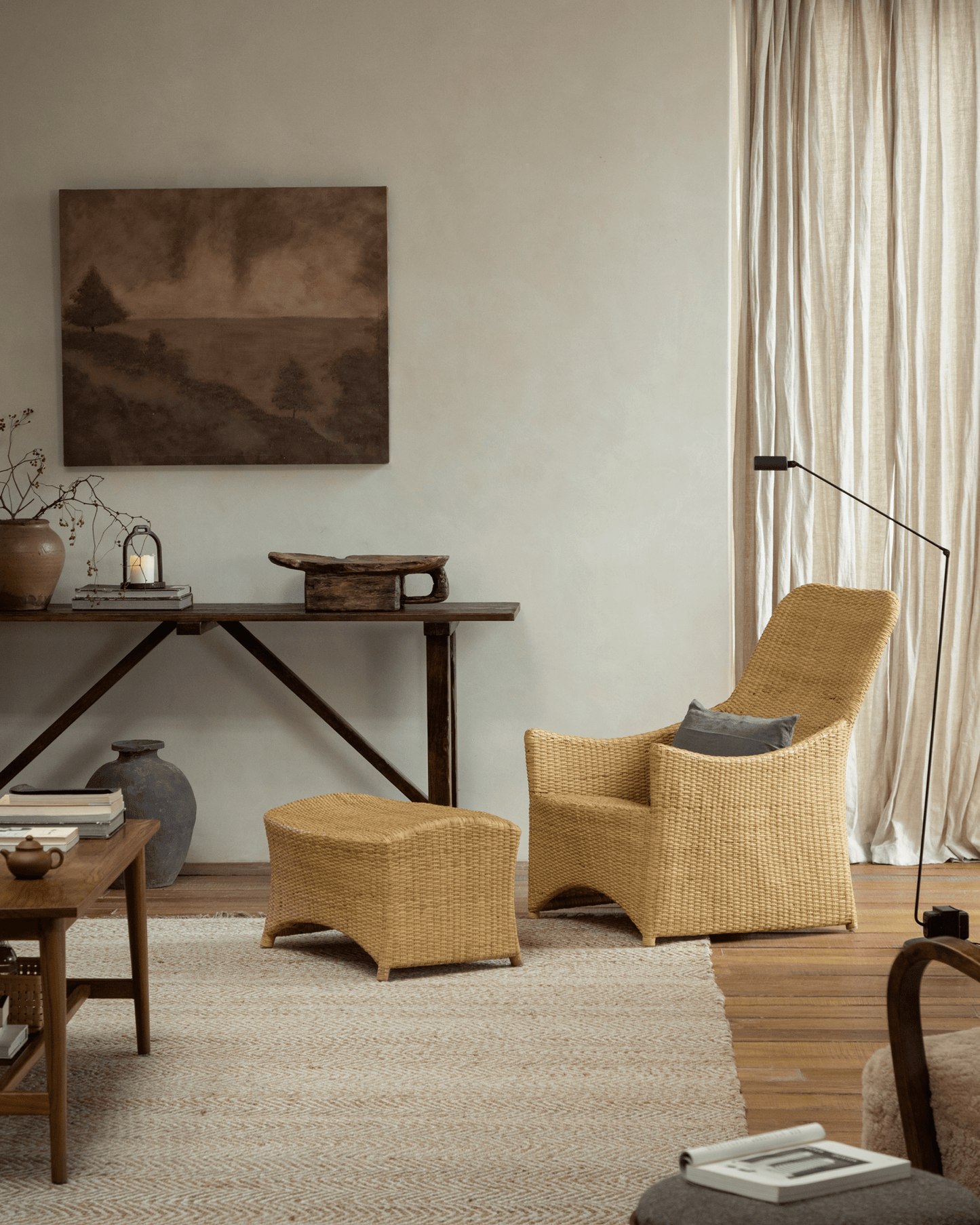 Chaise longue en rotin Slide