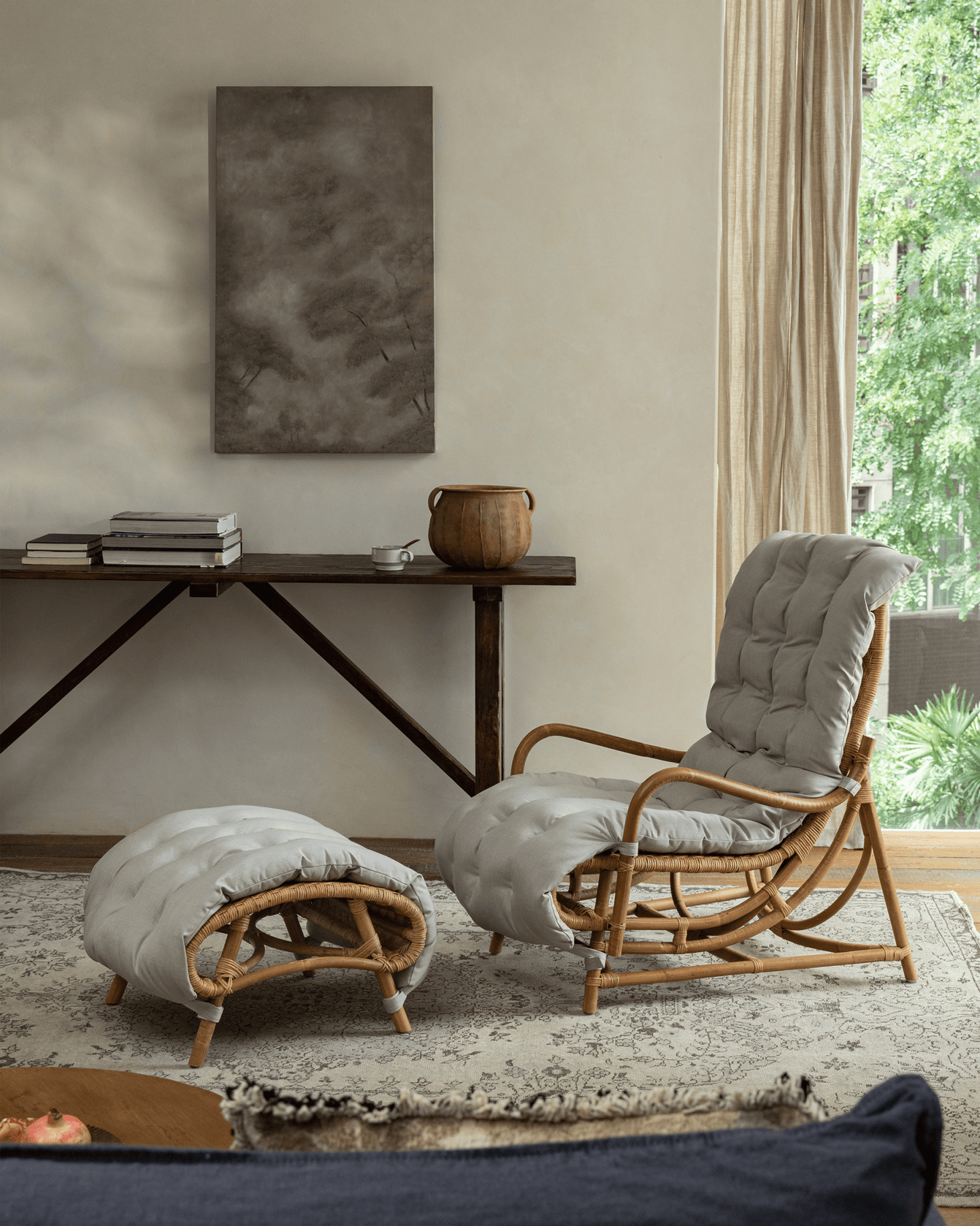Chaise longue en rotin Nalgae