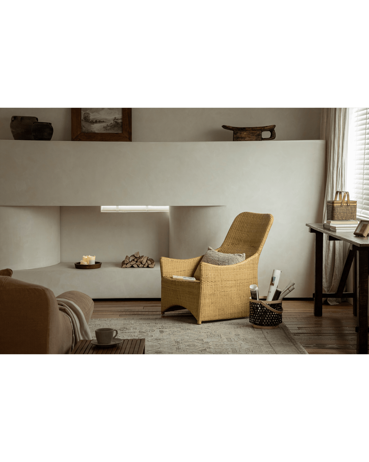 Chaise longue en rotin Slide