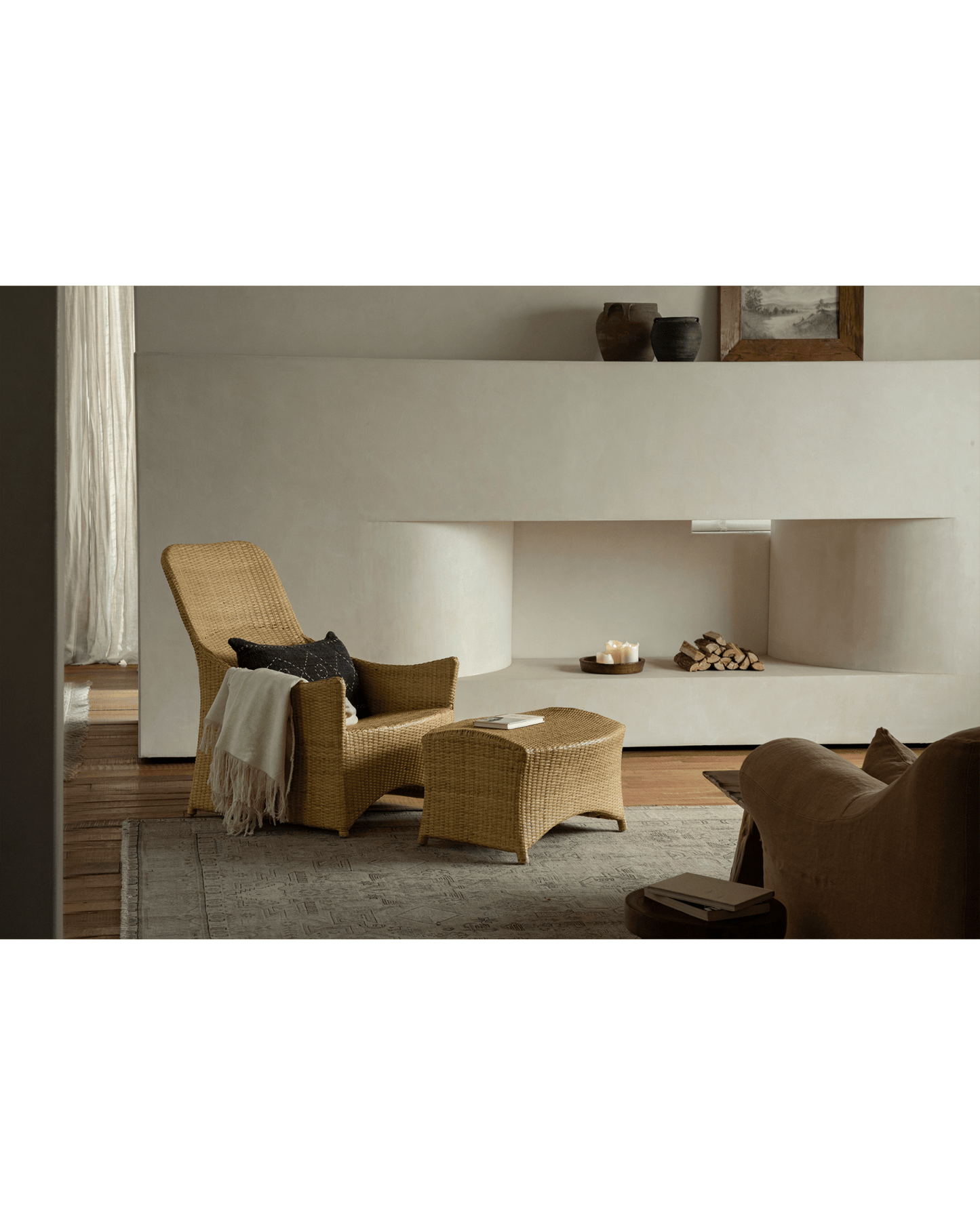 Chaise longue en rotin Slide