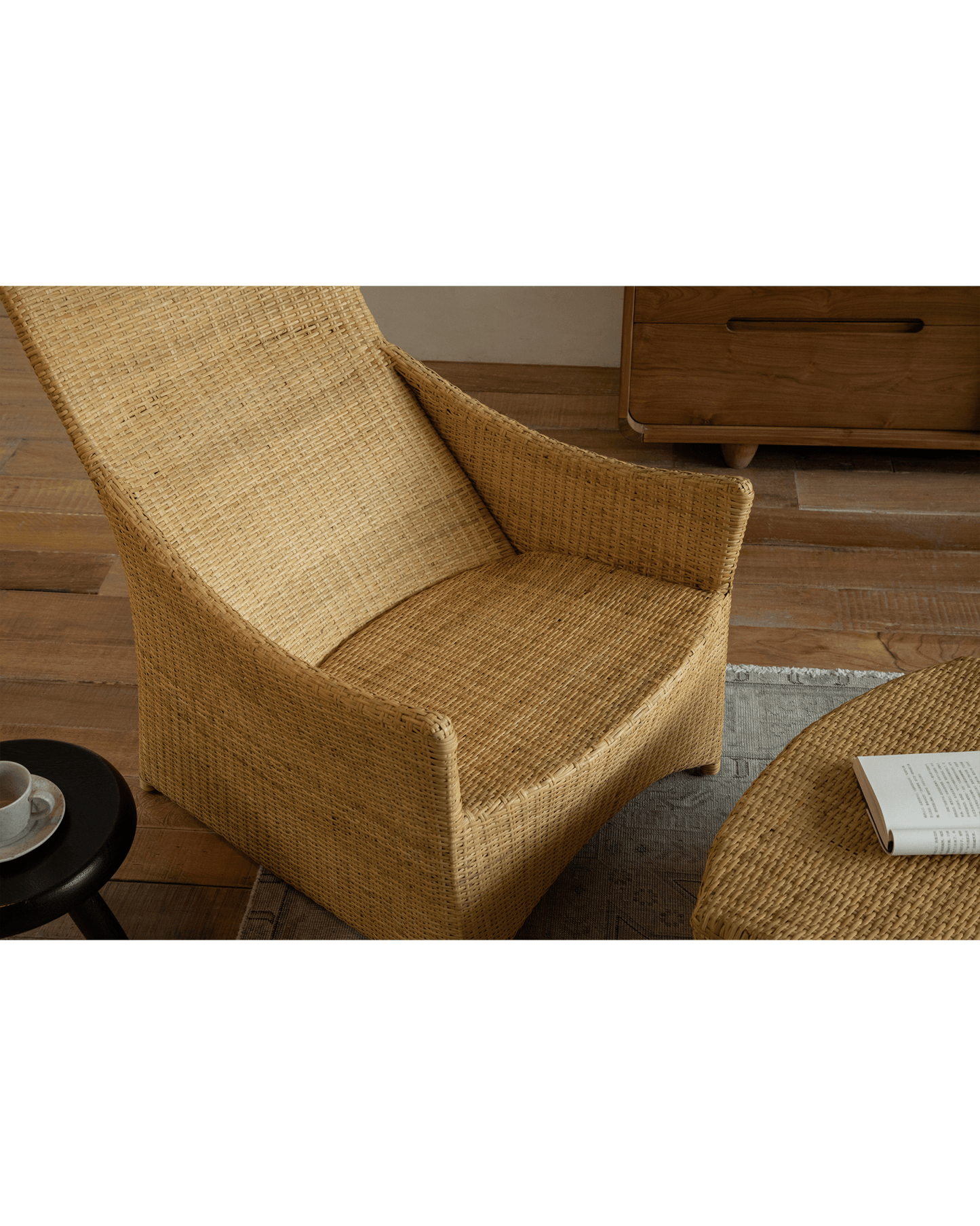 Chaise longue en rotin Slide