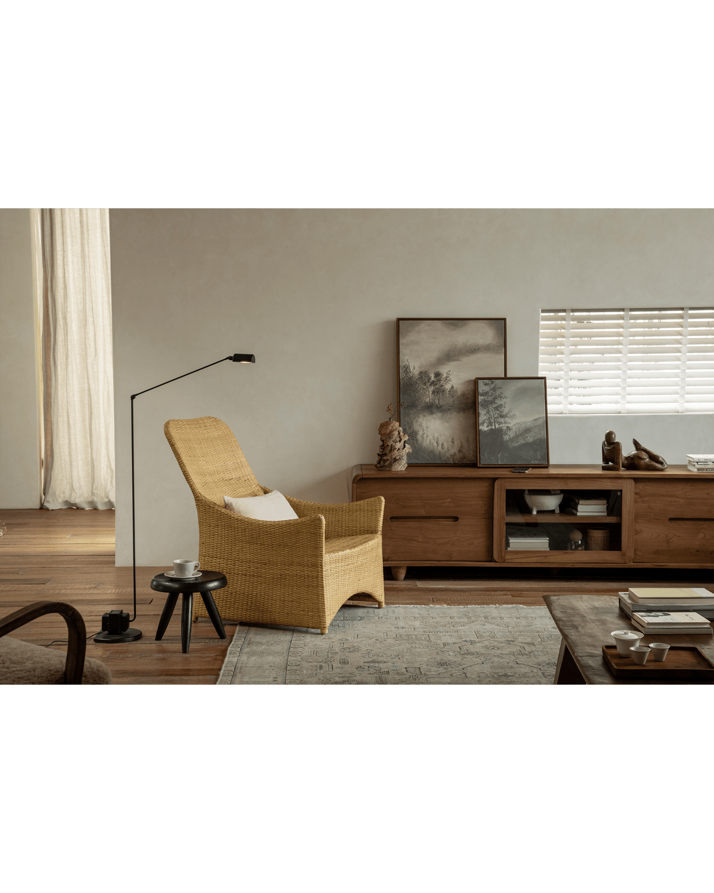 Chaise longue en rotin Slide