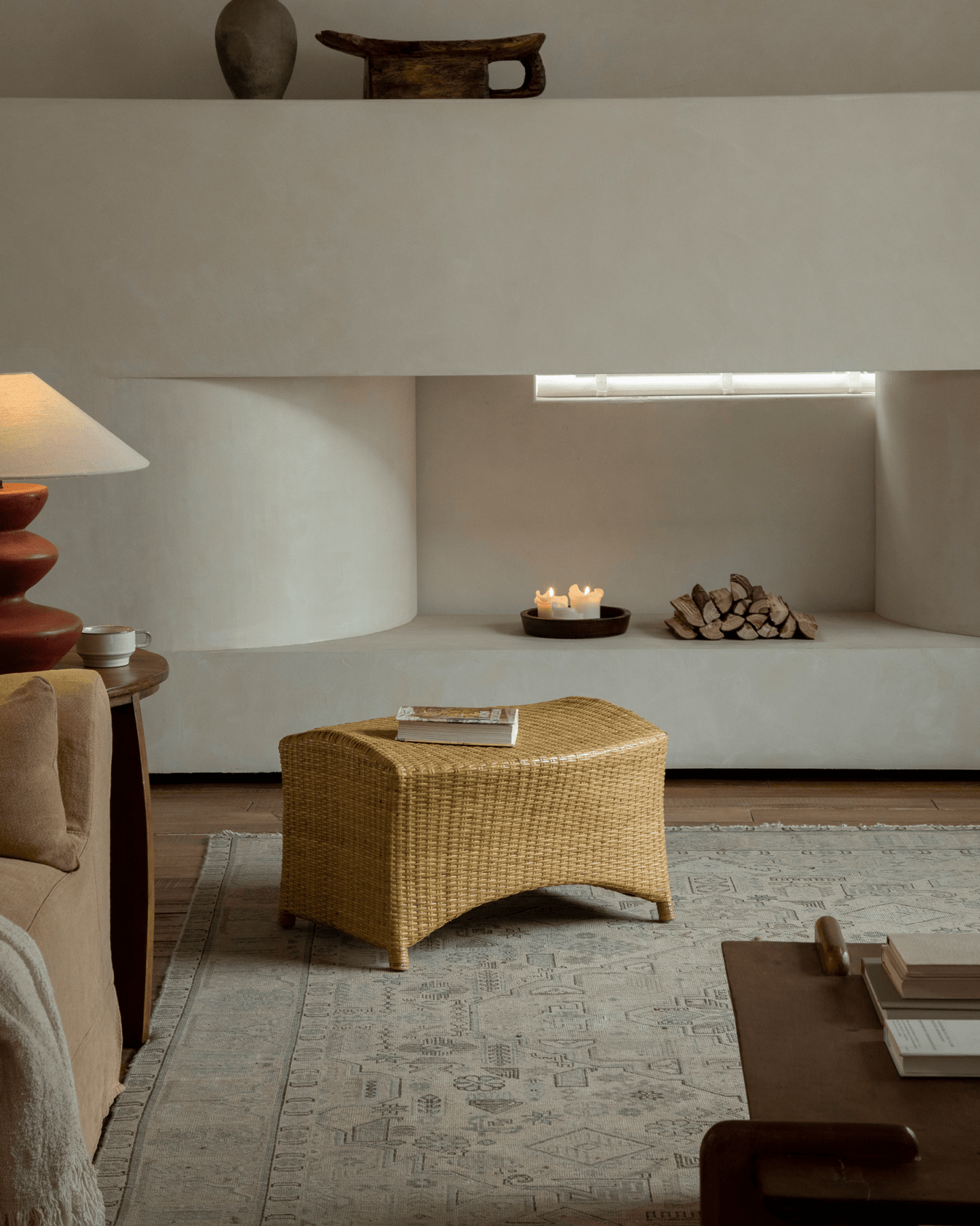 Chaise longue en rotin Slide