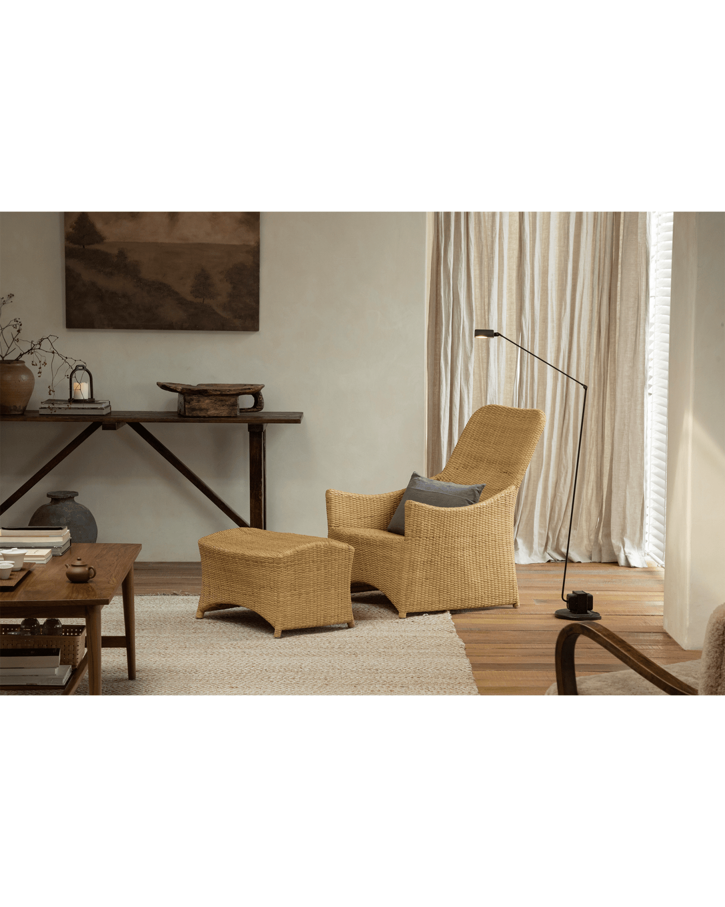 Chaise longue en rotin Slide