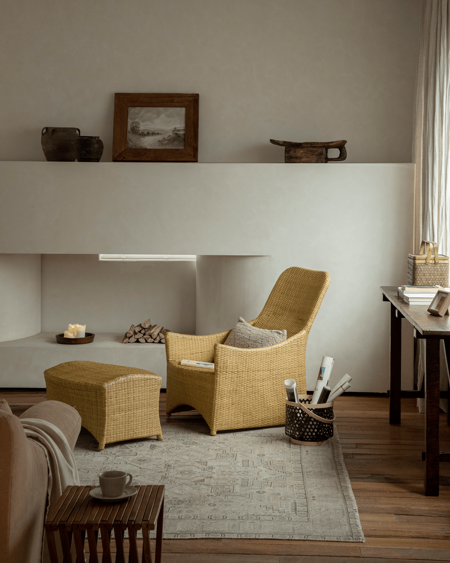 Chaise longue en rotin Slide