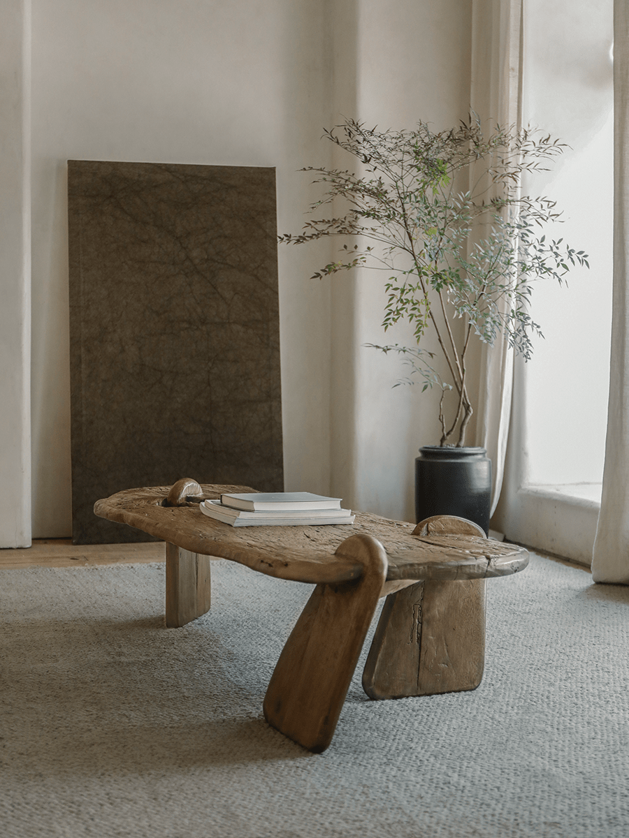 Table basse rustique en bois flotté