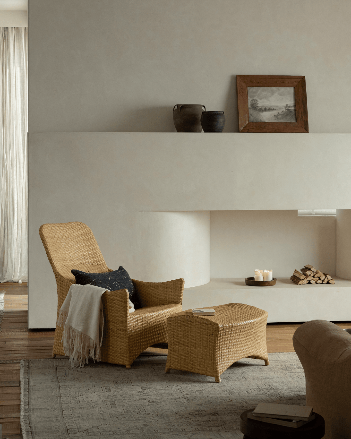 Chaise longue en rotin Slide