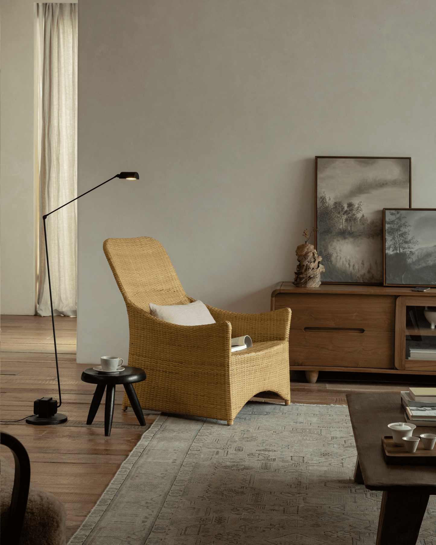 Chaise longue en rotin Slide