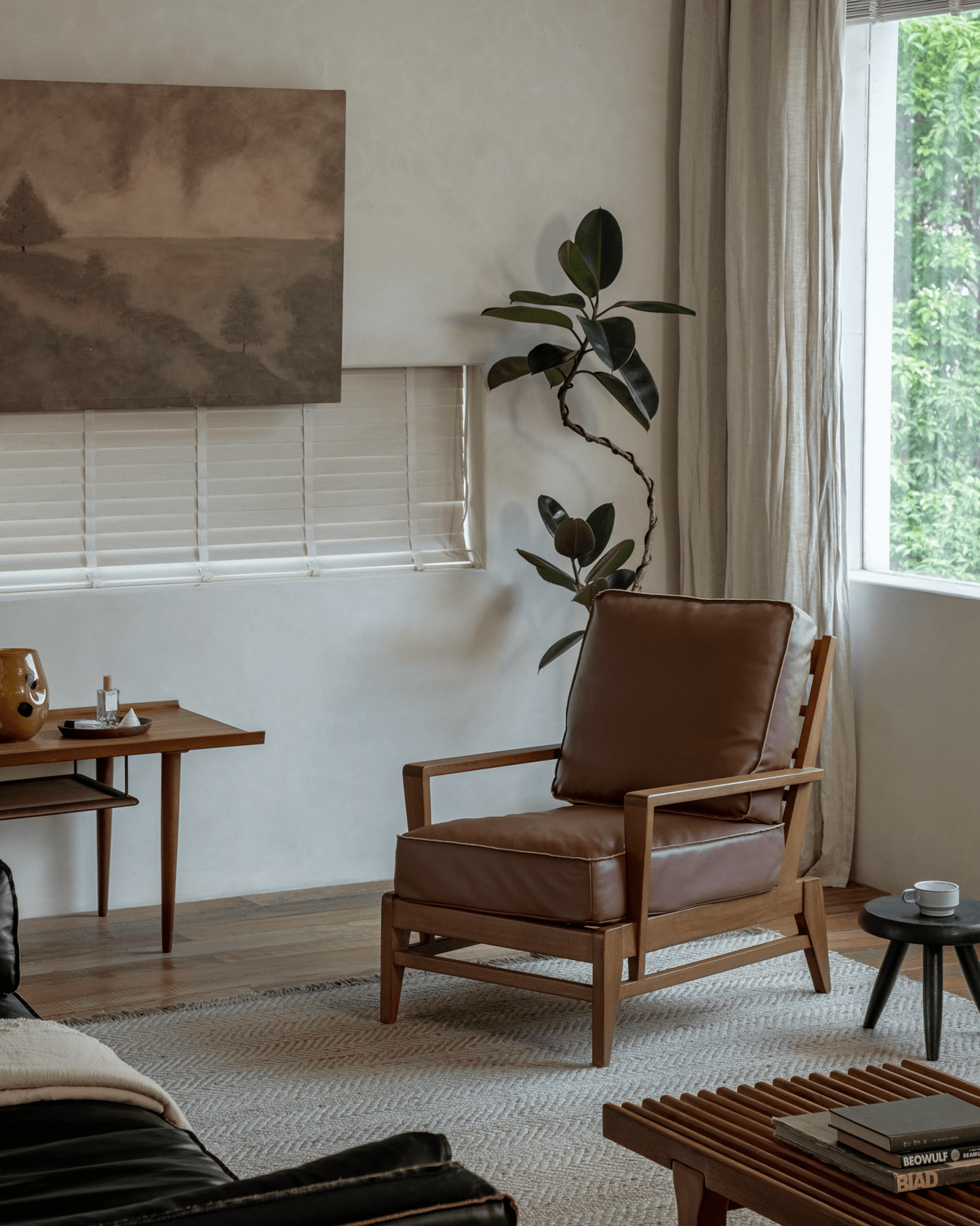 Fauteuil de salon en cuir René