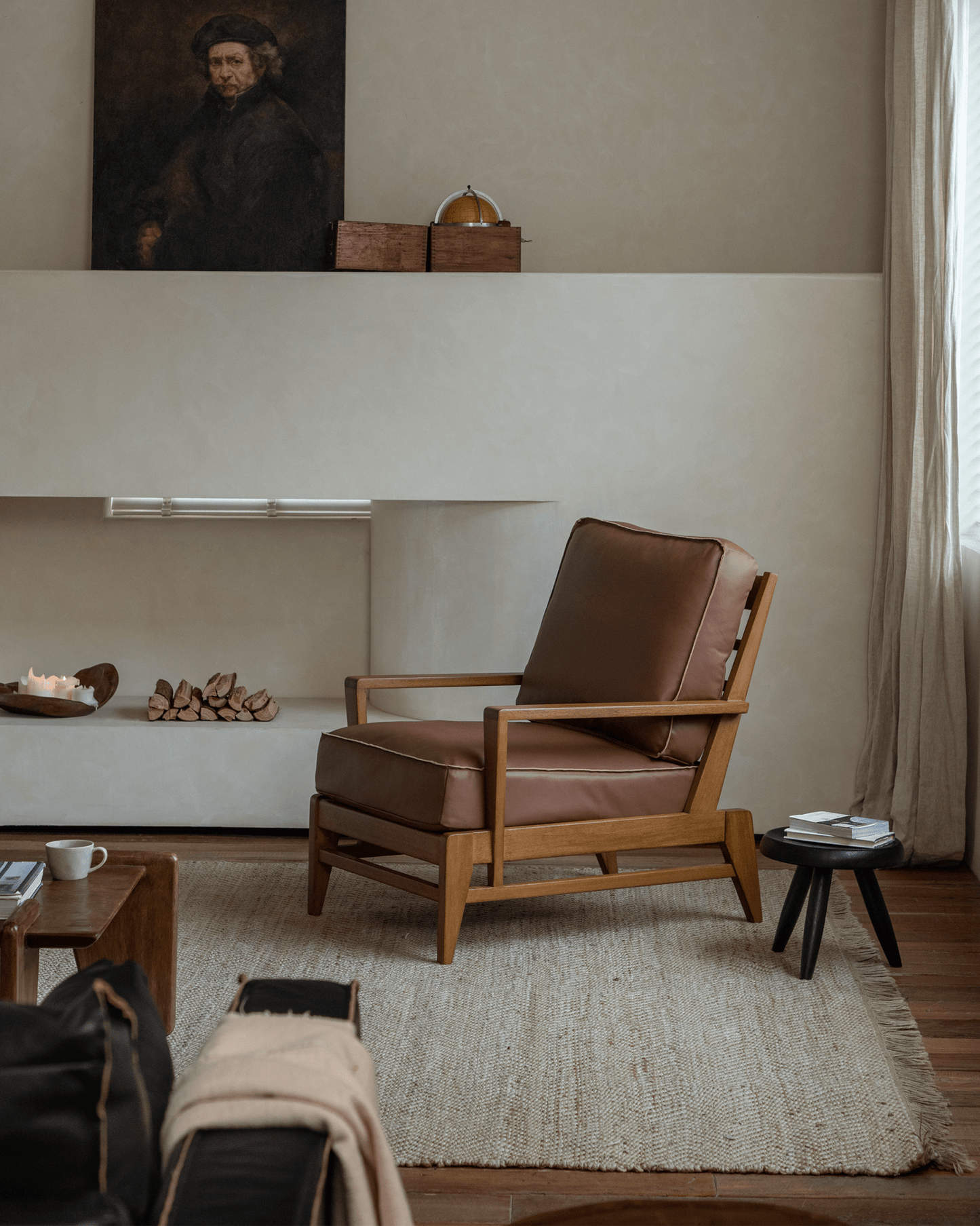 Fauteuil de salon en cuir René