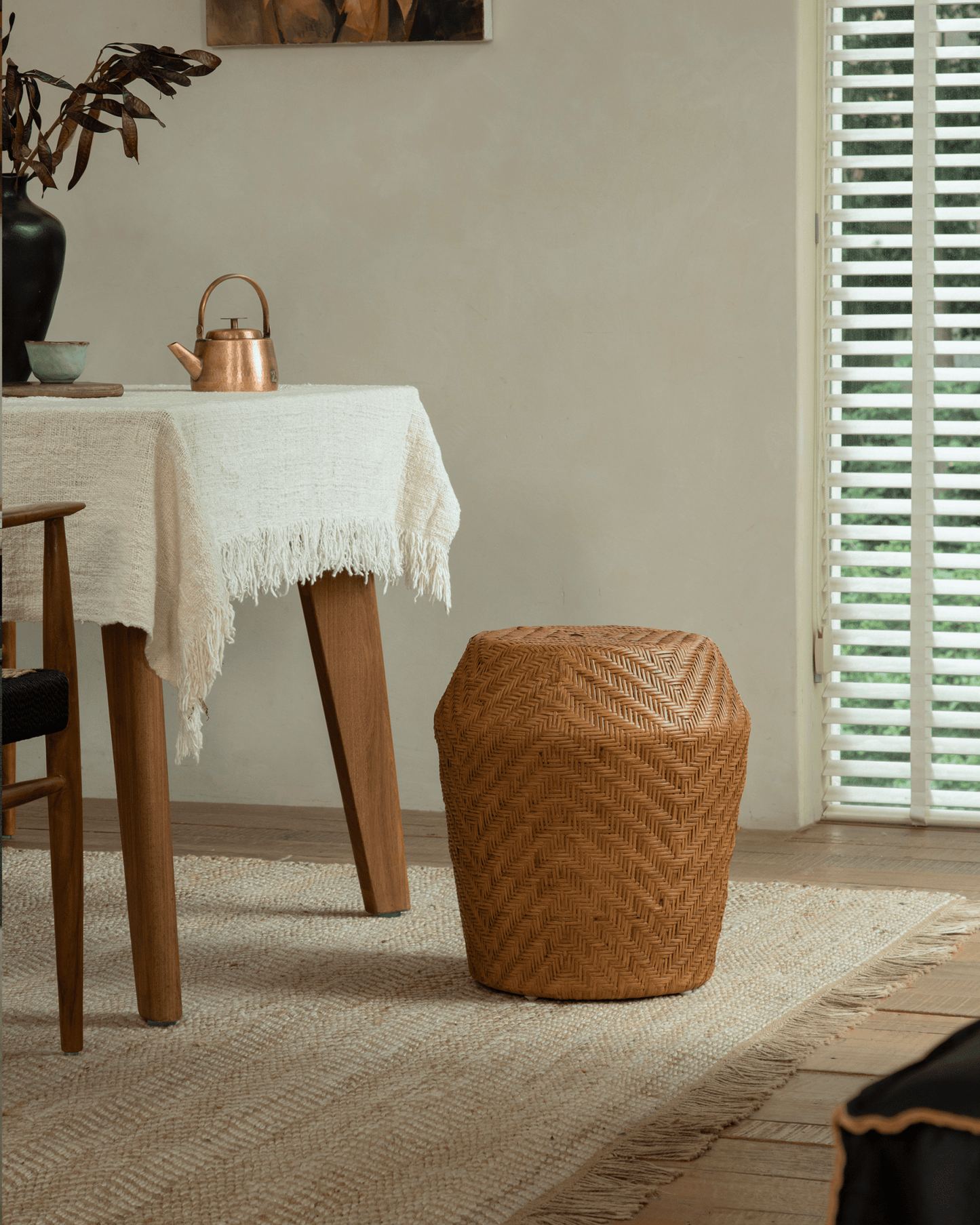 Table d'appoint en rotin Drum