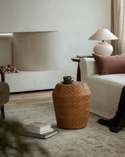 Table d'appoint en rotin Drum
