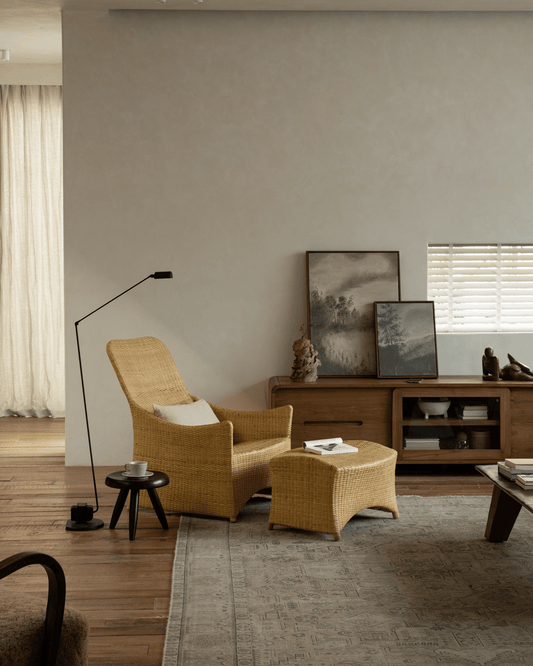 Chaise longue en rotin Slide