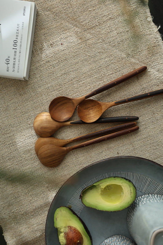 Cuillère de table avec manche en bois d'ébène (2 pièces)