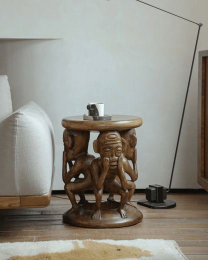 Table d'appoint sculpturale tribale